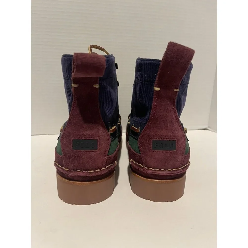 Polo Ralph Lauren Suede Corduroy Color Block‎ Ranger Boots Blue Red Green sz 9